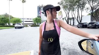 McDonald's employee sucks and titfuck my cock
