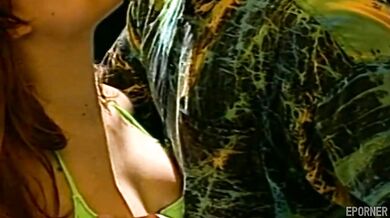 Vintage double penetration by the pool