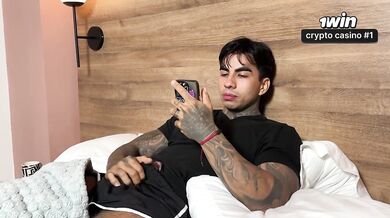 My stepsister walks into my room while I'm playing with my dick, so we have sex