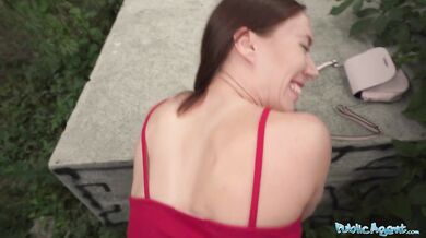 Skinny Russian Fucked in Public in POV