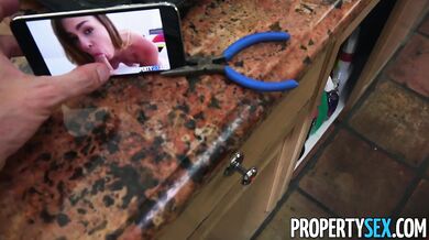 Kyler Quinn Catches Handyman Jerking - Repays Him with Deepthroat, Hard Fuck & Huge Facial