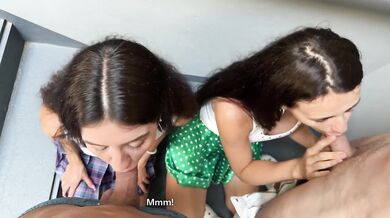 The guys couldn't resist when we took off our panties in a cafe and put plugs in our asses