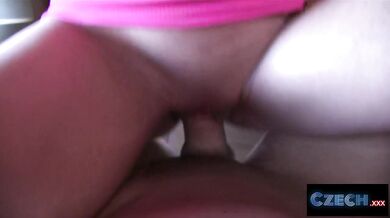 Short haired Czech woman fucks stranger for cash in his car