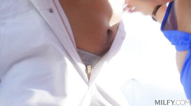 Curvy MILF Rides Studs Cock Poolside