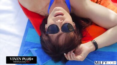 Curvy MILF Rides Studs Cock Poolside