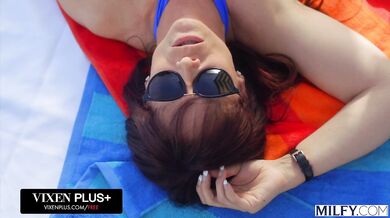 Curvy MILF Rides Studs Cock Poolside