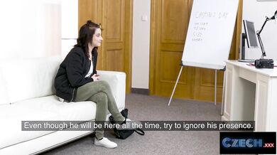 Czech student takes a girthy cock at her fitst audition