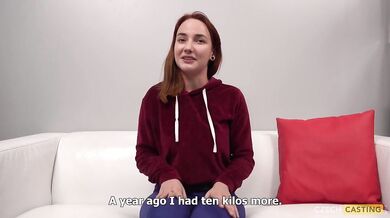 Perfect looking amateur redhead Nikola at casting