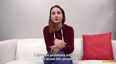 Perfect looking amateur redhead Nikola at casting