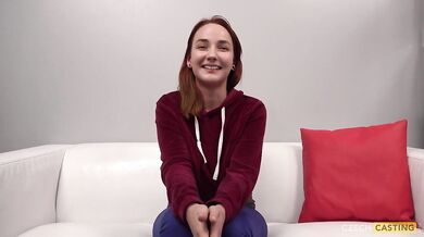 Perfect looking amateur redhead Nikola at casting