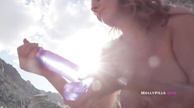 Molly Pills enjoys orgasm while hiking