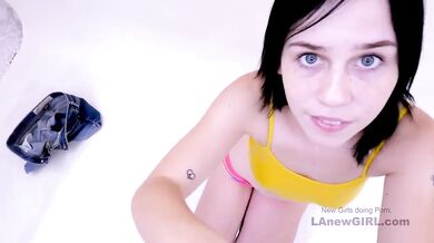 Really cute teen loves sucking big cock at casting