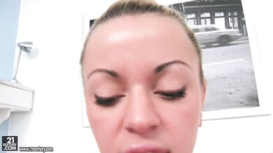 Marsila Sapphic strips and fingers her asshole