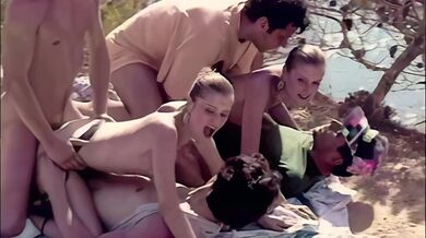 French twins fucked on the beach during vacation