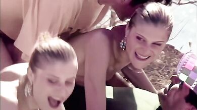 French twins fucked on the beach during vacation