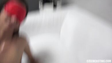28 year old amateur gets fucked blindfolded at casting