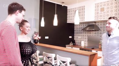 Huge-tits chick double penetrated in foursome