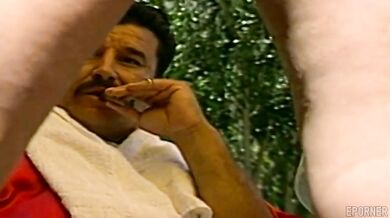 Vintage double penetration by the pool