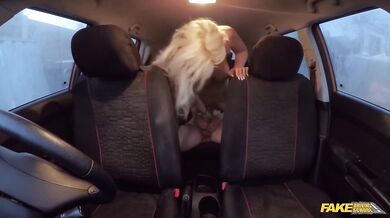 Fake Driving School - Busty blonde Barbie Sins reveals her huge boobs