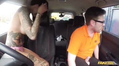 Fake Driving School - Tattooed student Alice Judge gets creampie on first driving lesson
