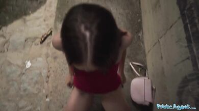 Skinny Russian Fucked in Public in POV