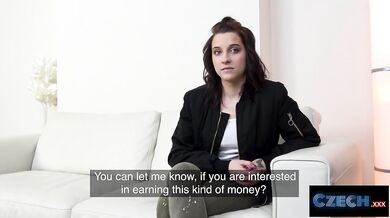 Czech student takes a girthy cock at her fitst audition