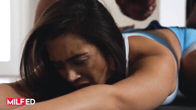 Personal Trainer Stretches Lilly Hall's Legs Wide Open To Make Her Pussy Wetter