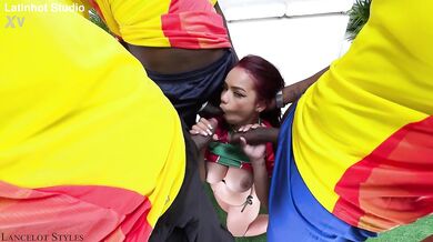 Teen football fan Cheyla Collins plays with big boys