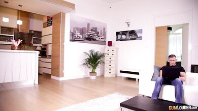 Angel Rivas goes wild in reverse cowgirl action with a huge cumshot