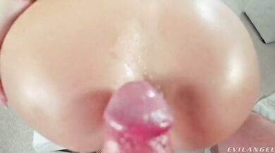 Ivy Ireland gets her tight ass stretched wide open by a huge dildo and big hard cock