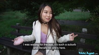 Petite Asian Chinese immigrant gets her tight pussy fucked in public