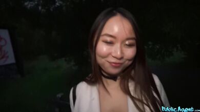 Petite Asian Chinese immigrant gets her tight pussy fucked in public