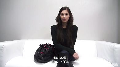 Czech Casting couch babe with big tits gets naughty