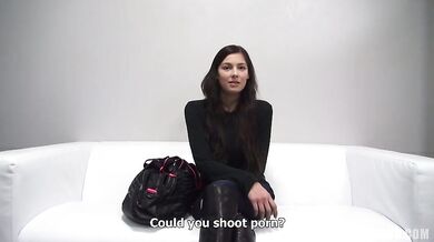 Czech Casting couch babe with big tits gets naughty