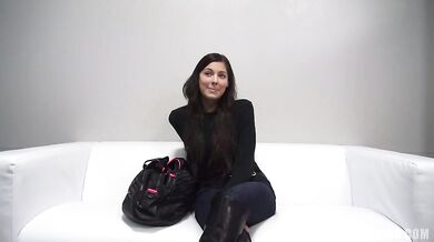 Czech Casting couch babe with big tits gets naughty