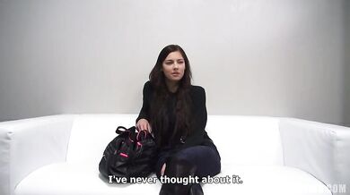 Czech Casting couch babe with big tits gets naughty