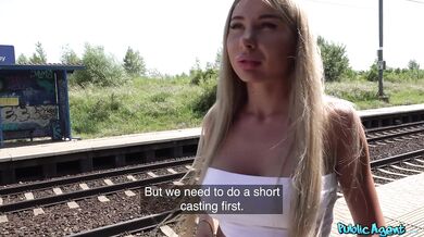 Czech pornstar's outdoor sex adventure at train station