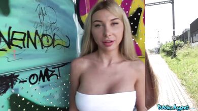 Czech pornstar's outdoor sex adventure at train station