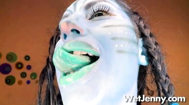 Busty avatar plays with her pussy